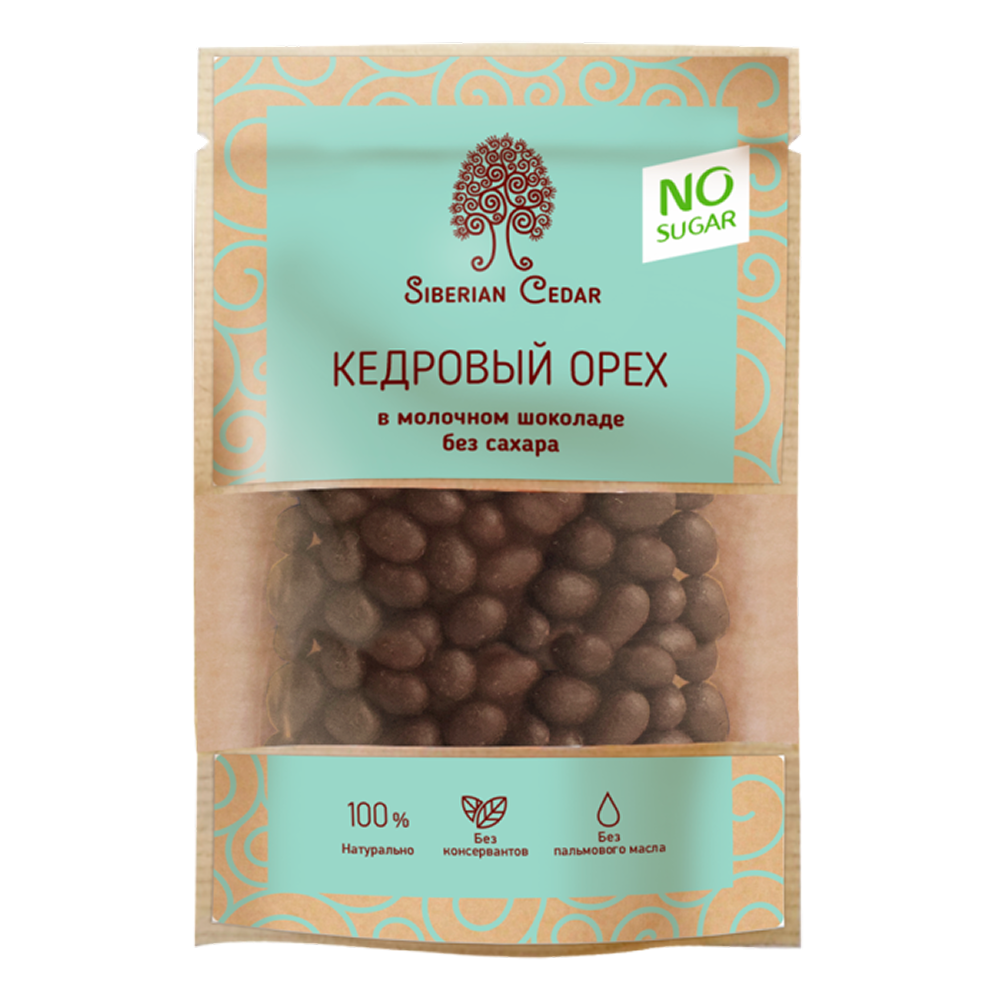 Конфеты "Сибирский кедр", ядро кедрового ореха в молочном шоколаде без сахара, 60 гр.