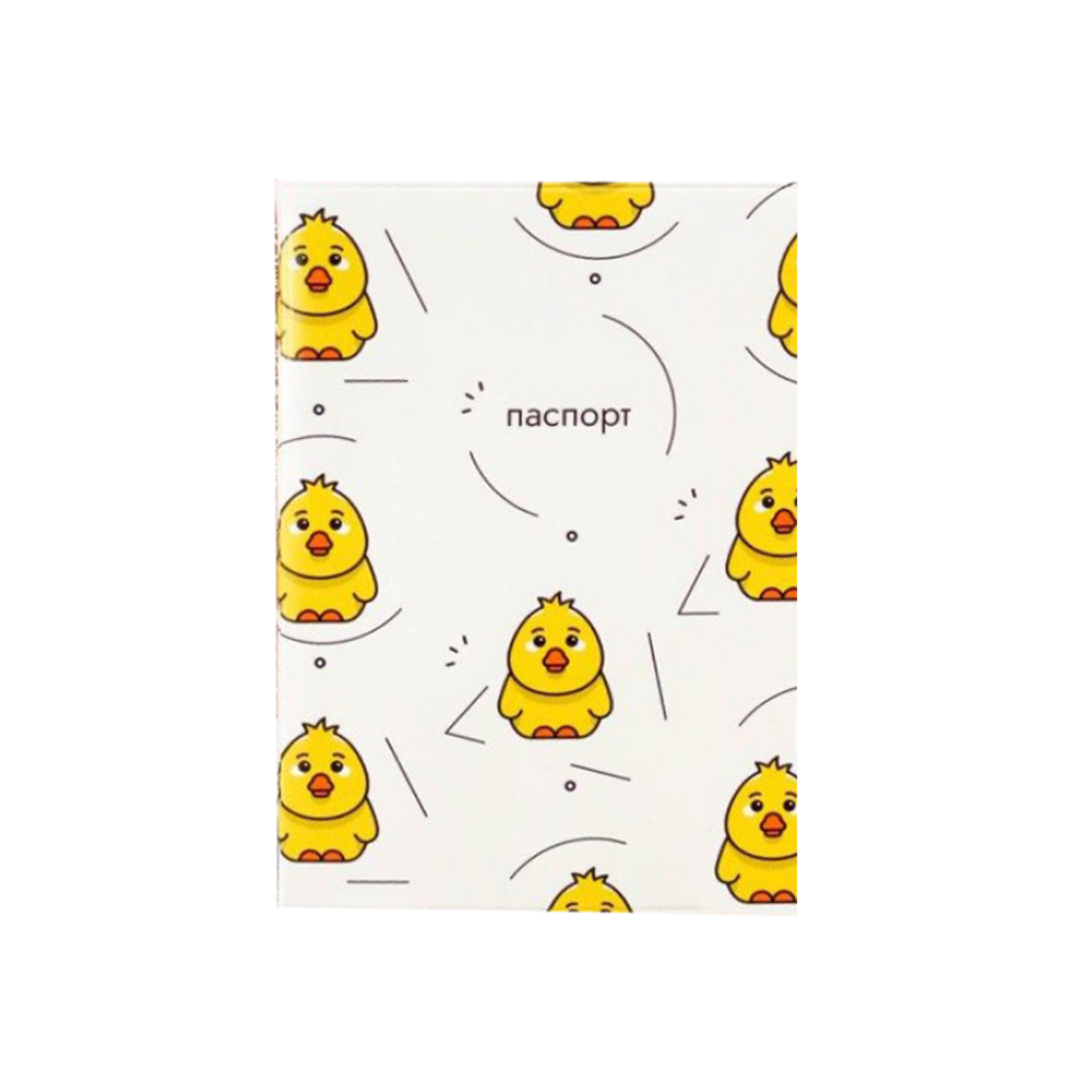Обложка для паспорта "Crazy duck", белый, желтый