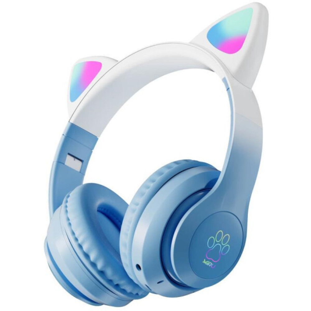 Наушники беспроводные Miru "CAT EP-W10", Bluetooth, голубой 