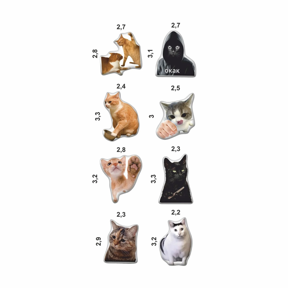 Набор наклеек объемных "Коты. Мемы №3", А6, 1 лист, 8 шт