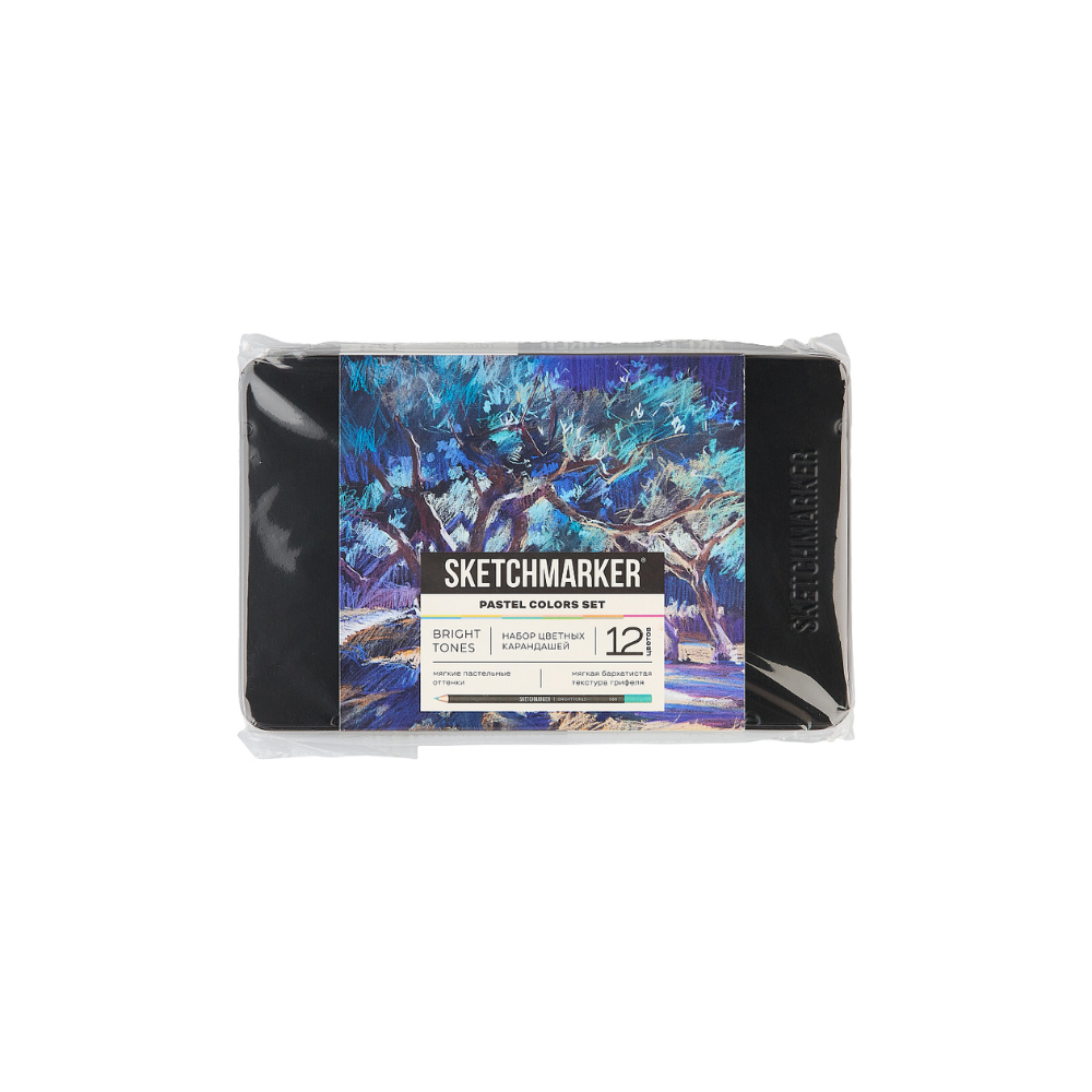 Карандаши цветные "Sketchmarker Пастельные оттенки", набор 12 цветов, жестяной пенал