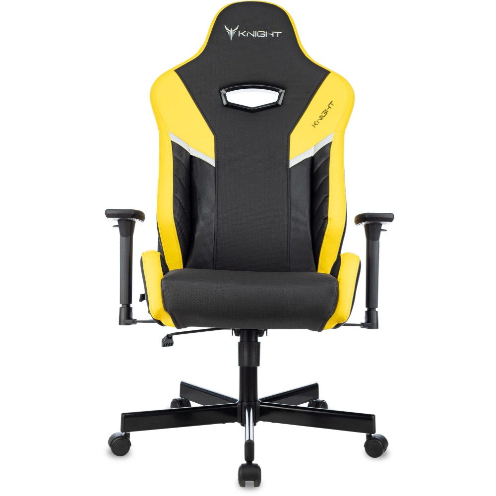 Кресло игровое Бюрократ Knight Thunder 5X экокожа, черный, желтый, металл - 16