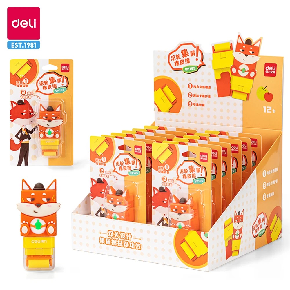 Ластик Deli "Fox", роллер, оранжевый, блистер