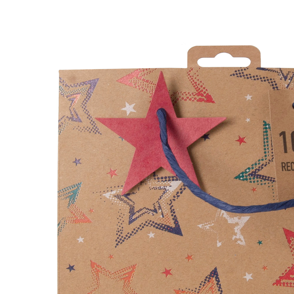 Пакет бумажный подарочный "Stars kraft", 26.5x14x33 см - 4