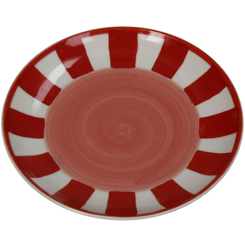 Тарелка керамическая "Stripes", красный, белый