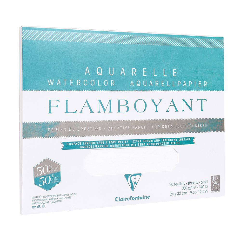 Блок-склейка бумаги для акварели "FLAMBOYANT", 24x32 см, 300 г/м2, 20 листов