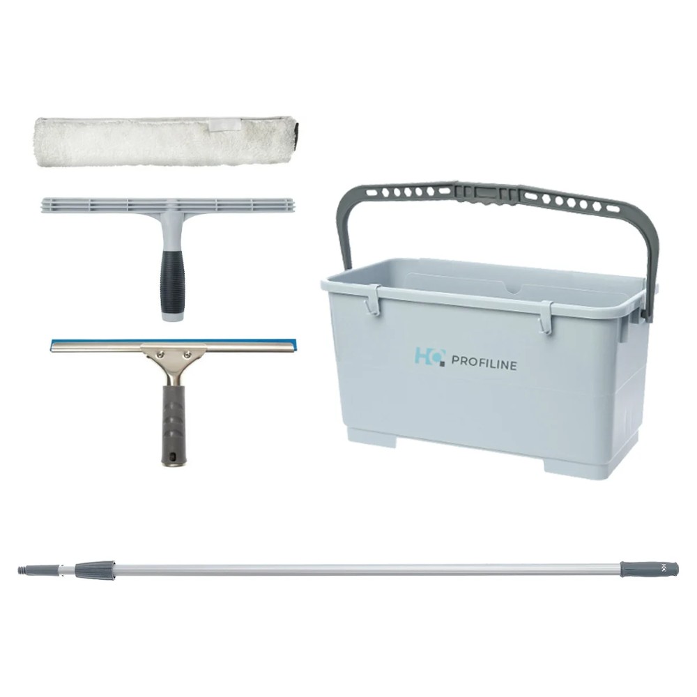 Набор HQ Profiline Expert (шубка 35 см, склиз 35 см, держатель 35 см, ручка телеск. 245 см, ведро для мытья окон 22 л) 