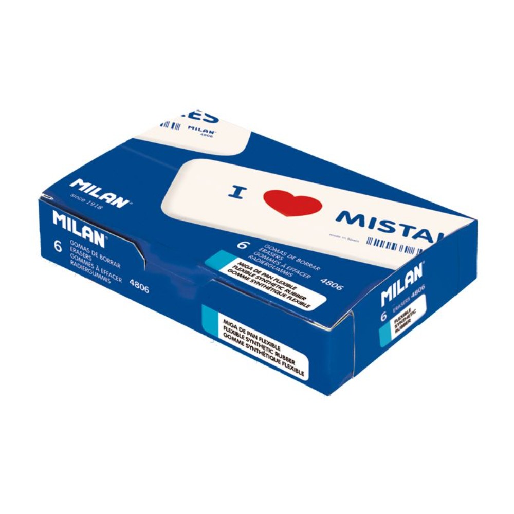 Ластик Milan "I love mistakes", 14x4,4 см, белый - 5