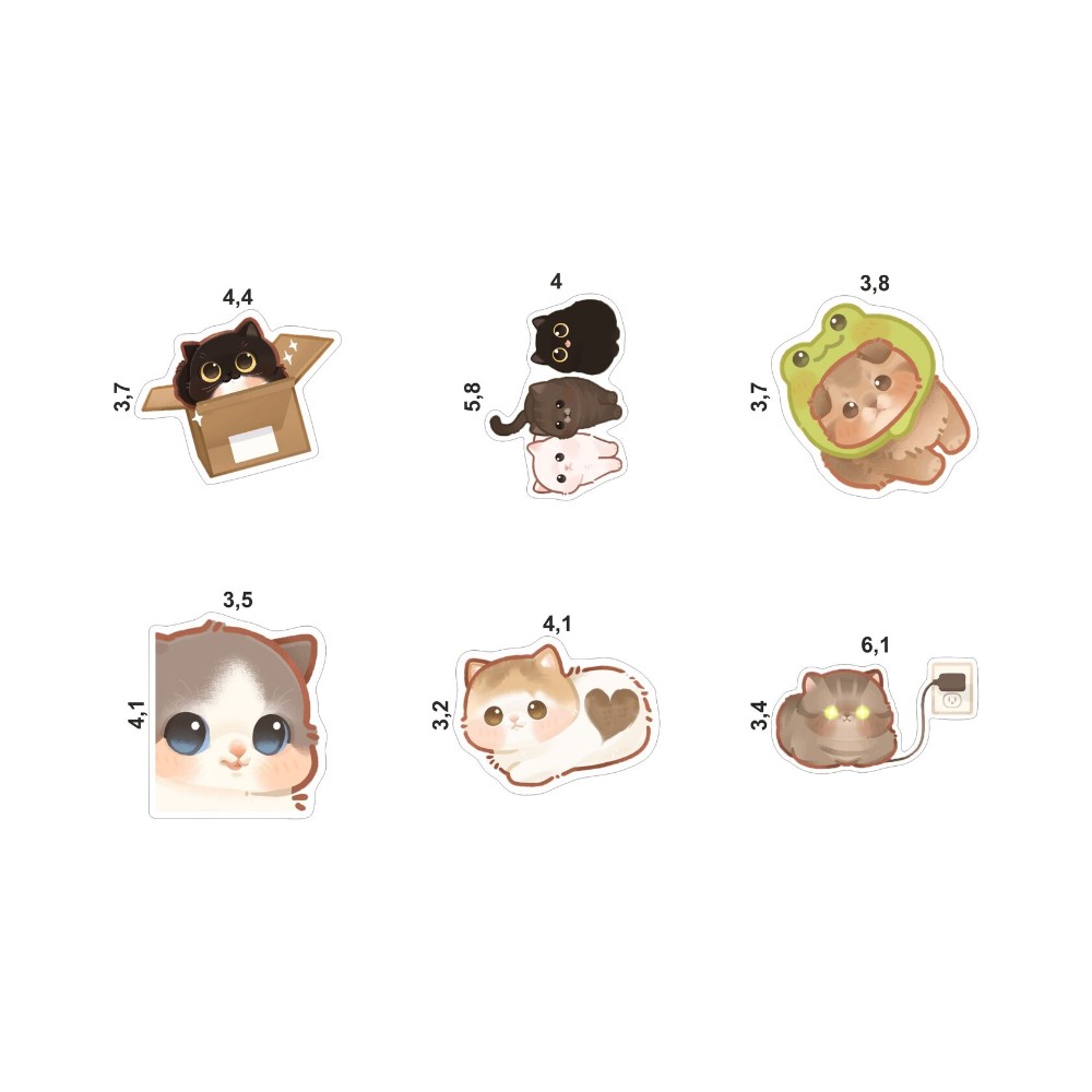 Набор наклеек виниловых "Кавайные коты. Мемы", А6, 1 лист, 6 шт.