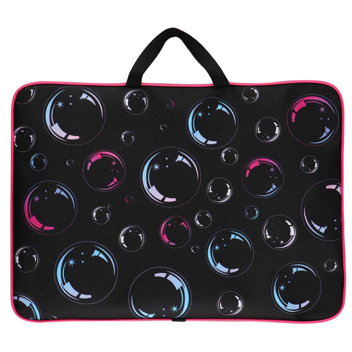 Папка для чертежей и рисунков "Пузыри", А3 , с ручками, молния, черный