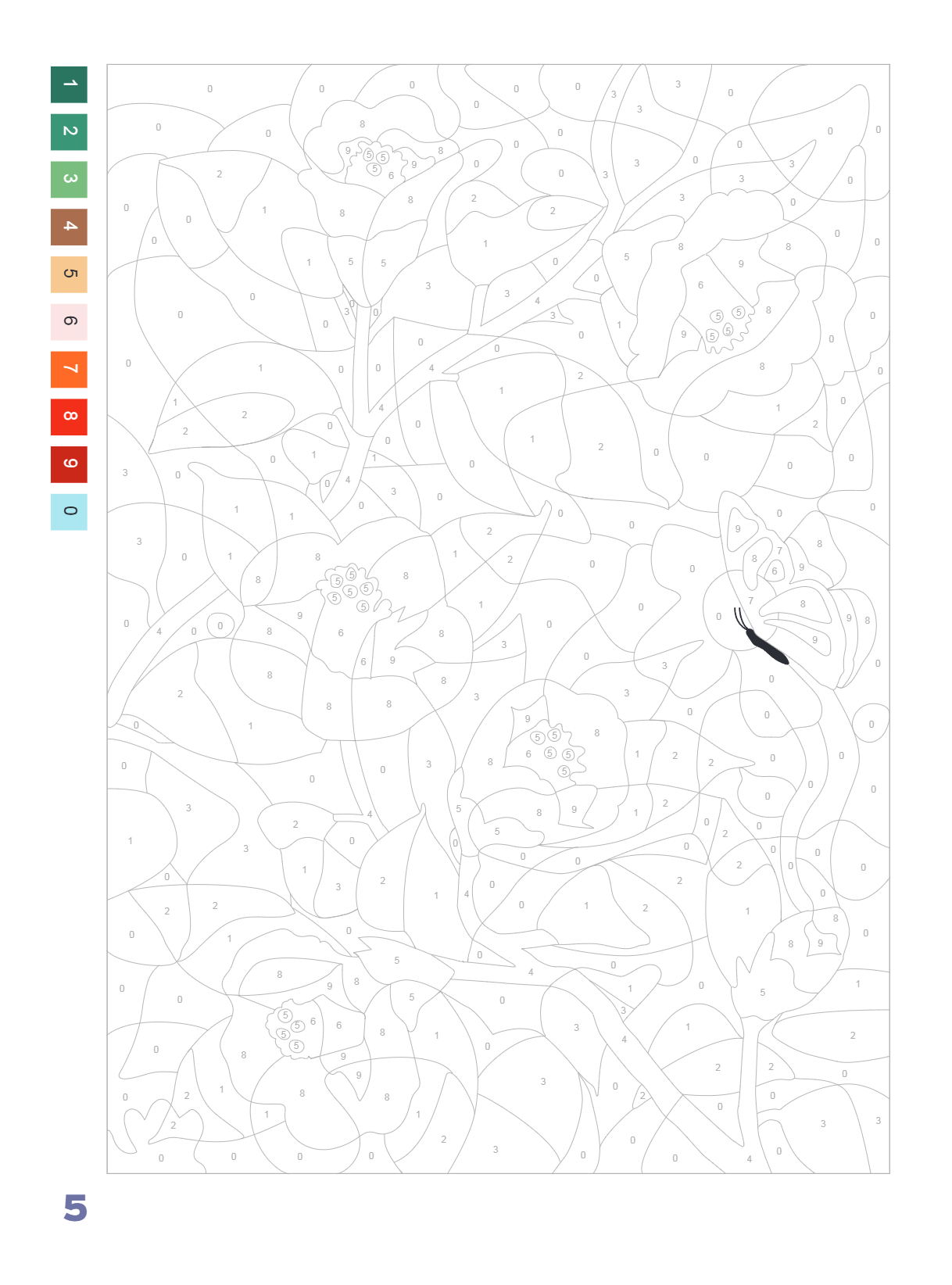 Раскраска-антистресс "Прекрасные цветы. Раскраска по номерам" - 21