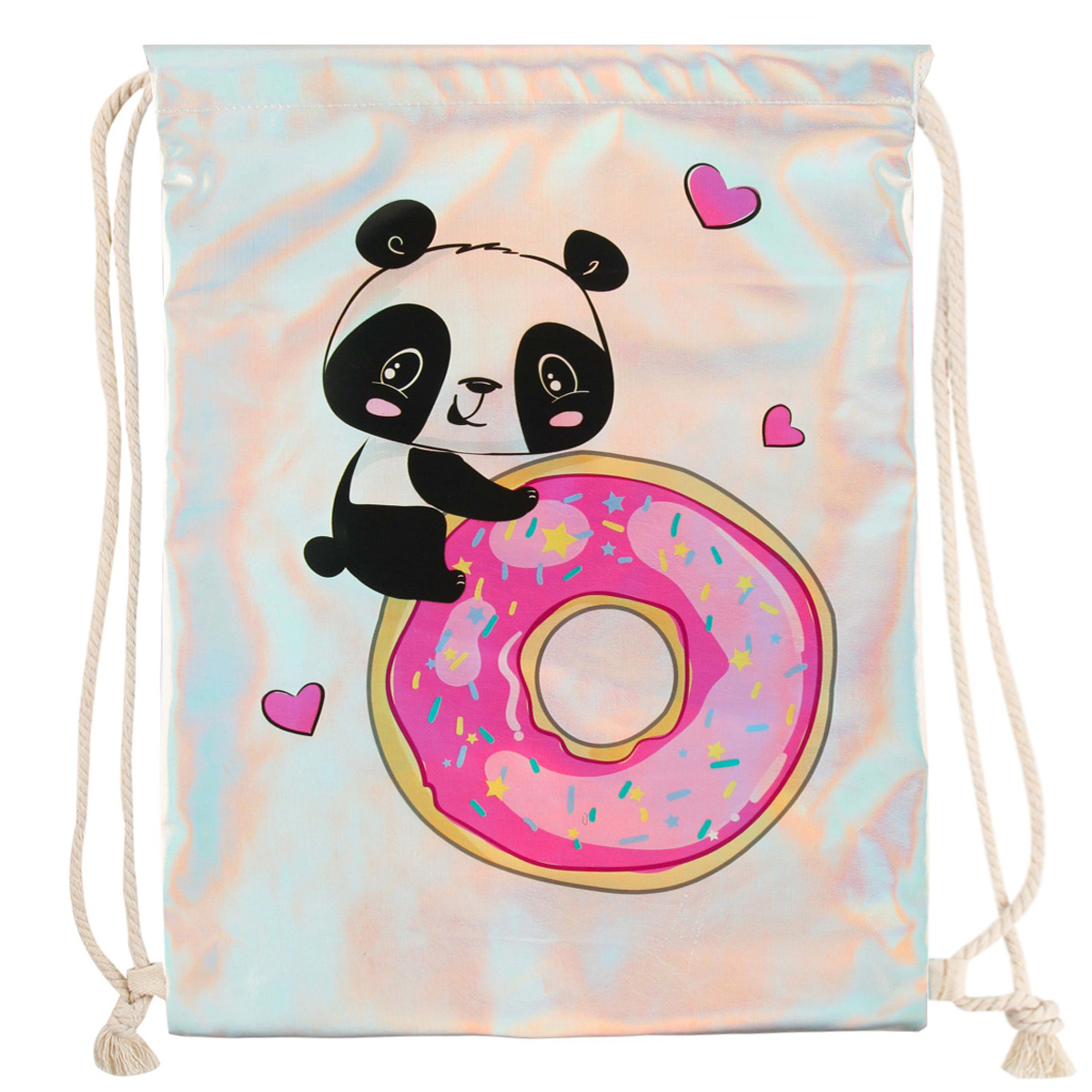 Мешок для обуви "Panda"  32*x1 см, белый перламутр