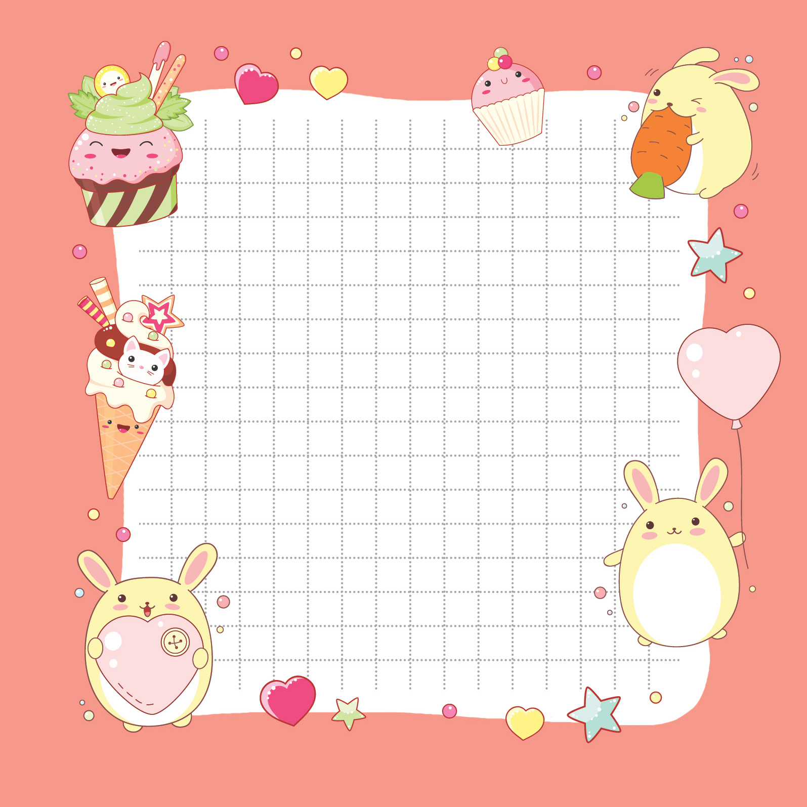 Блокнот "Kawaii. Блокнот с приятностями!", 64 страницы, в клетку, сиреневый