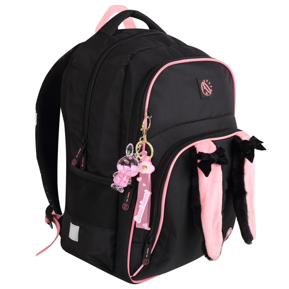 Рюкзак школьный "COMFORT Life Cat fun", черный, розовый - 9