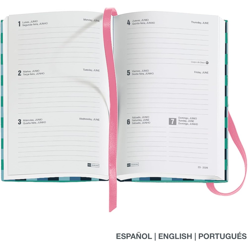 Еженедельник датированный "Colour Block" 2026, 90х140 мм, линейка, синий, зеленый