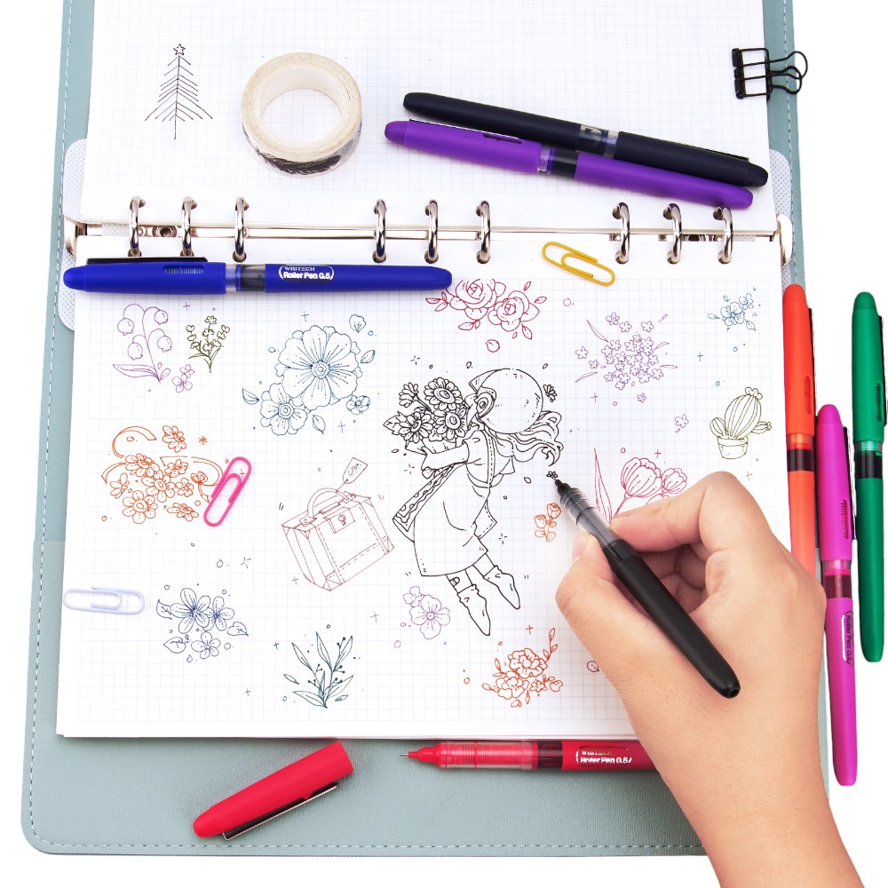 Ручка-роллер "Writech", 0,5 мм, черный, стерж. черный - 5