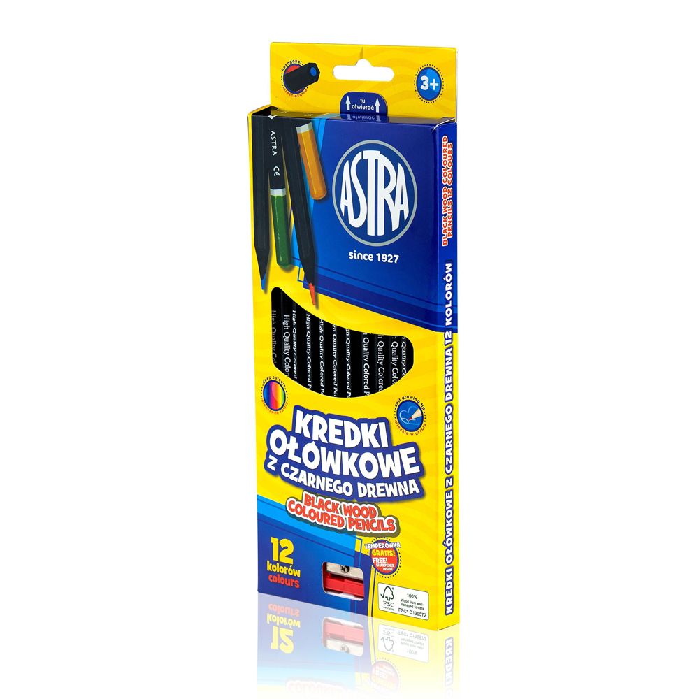 Цветные карандаши "Black Wood", 12 цветов