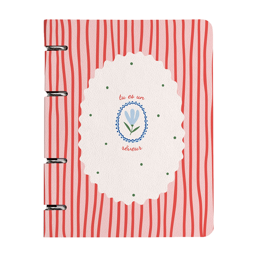 Тетрадь "Coquette красные полоски", A5, 120 листов, клетка, на кольцах, красный