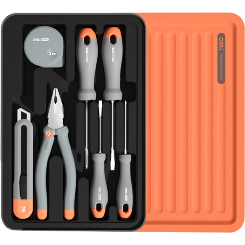 Набор инструментов 7 предметов Deli "Home", оранжевый, серый