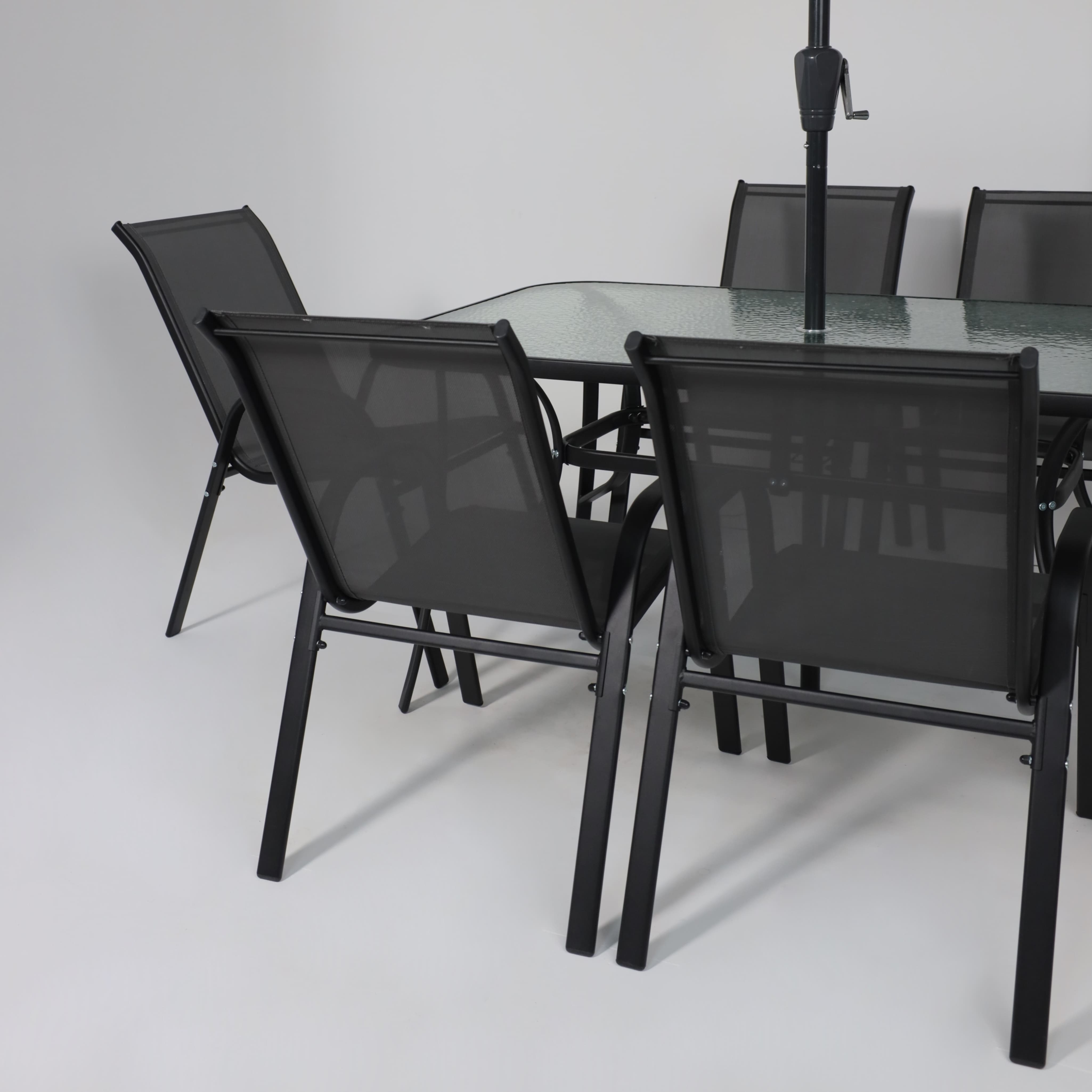 Комплект мебели садовой AksHome SUNBEAM (стол 1 шт, 6 кресел, зонт 1 шт), серый, черный - 13