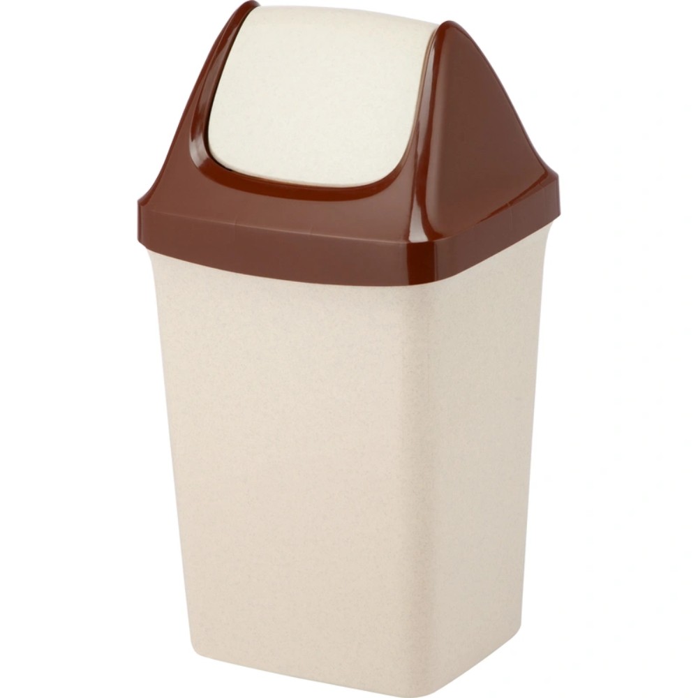 Урна для мусора 25л «СВИНГ», пластик, с крышкой, бежевый мрамор