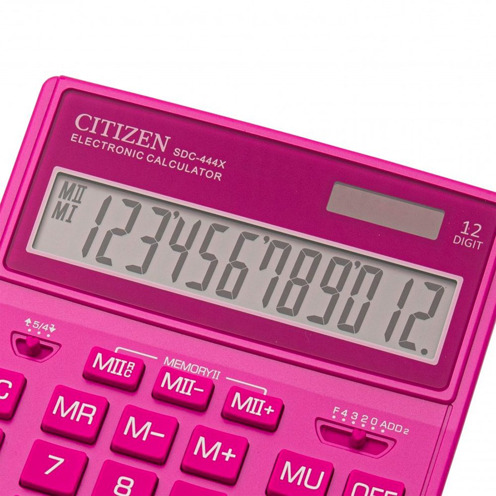 Калькулятор настольный CITIZEN "SDC-444 XRPKE", 12-разрядный, розовый - 4