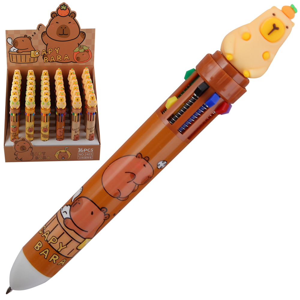 Ручка шариковая автоматическая "Капибара", 0.7 мм, ассорти, стерж. 10 цветов