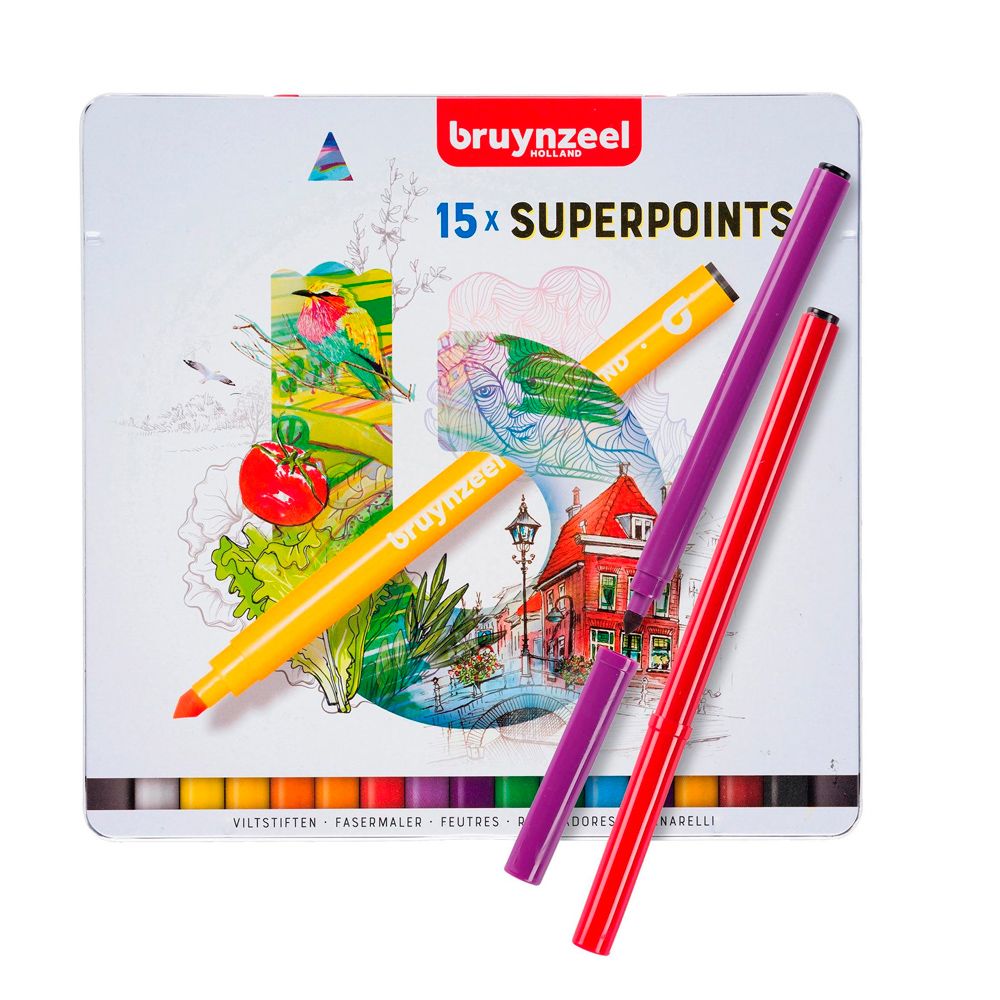 Набор маркеров художественных "Bruynzeel Super Point", 15 шт.