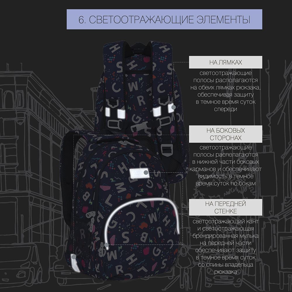 Рюкзак школьный "Funny Letters", синий - 10