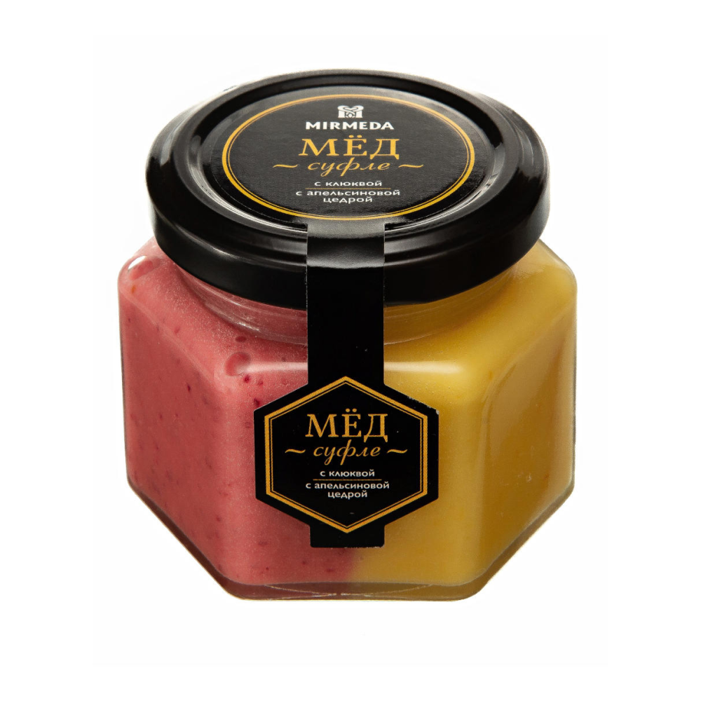 Мёд-суфле "Mirmeda" с клюквой и апельсиновой цедрой, 180 гр