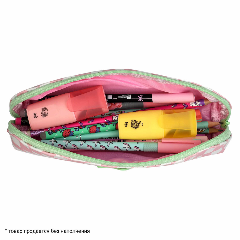 Пенал "Котик с телефоном", 1 отделение, розовый - 6