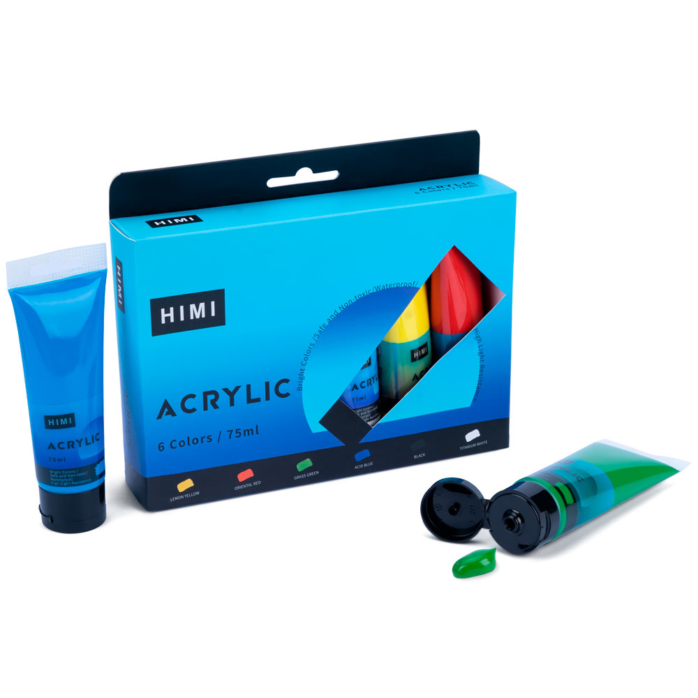 Набор акриловых красок "Himi", 6 цветов, 75 мл
