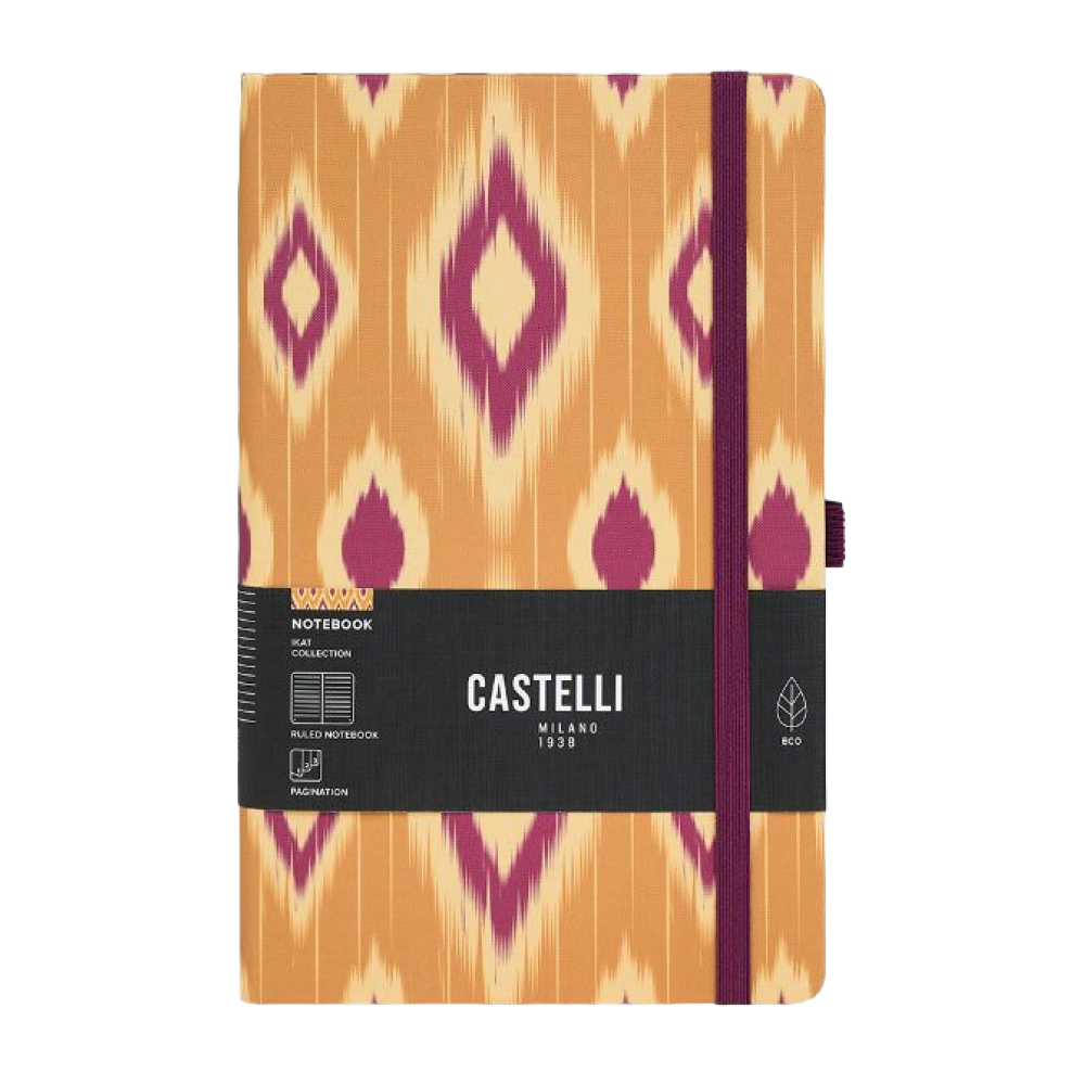 Блокнот "Ikat mustard blush", А5, 96 листов, линейка, оранжевый, бордовый