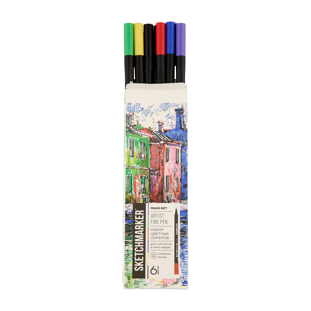 Ручка капиллярная "Sketchmarker Artist fine pen Main", 6 шт - 10