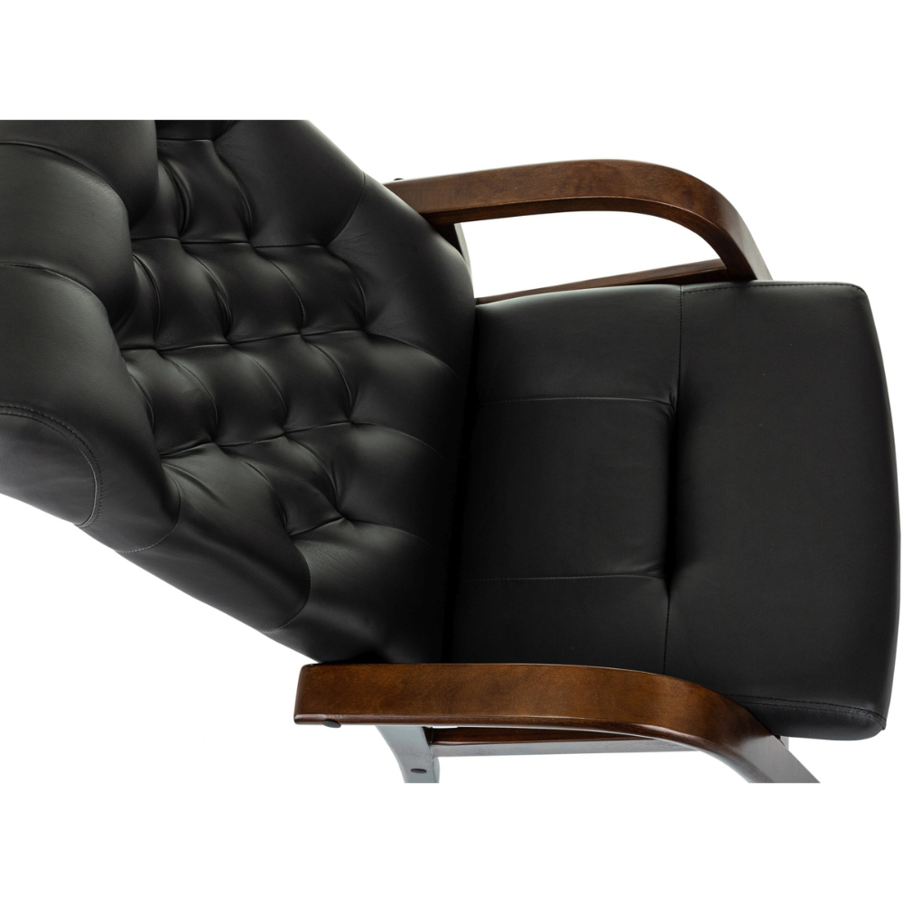 Кресло Бюрократ T-9928WALNUT-CF, натуральная кожа, черный, каркас дерево - 6