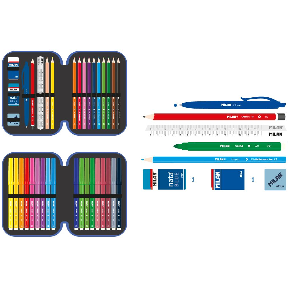 Пенал "Blue Odyssey" 2 отделения, с наполнением - 5