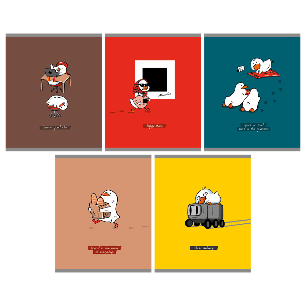 Тетрадь А5 "Happy Duck" 48 листов, в клетку, ассорти