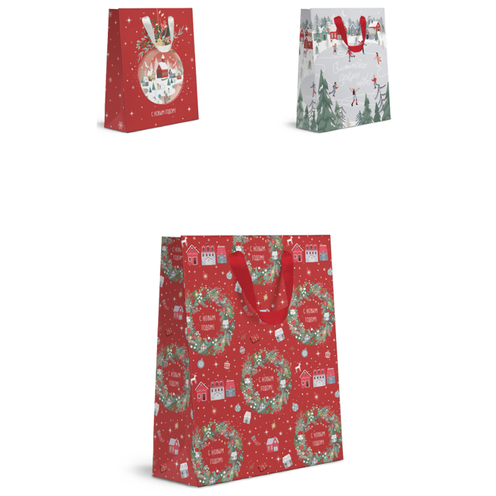 Пакет бумажный подарочный "Мишкина Клюква", 25,5х31,5х11 см, ассорти