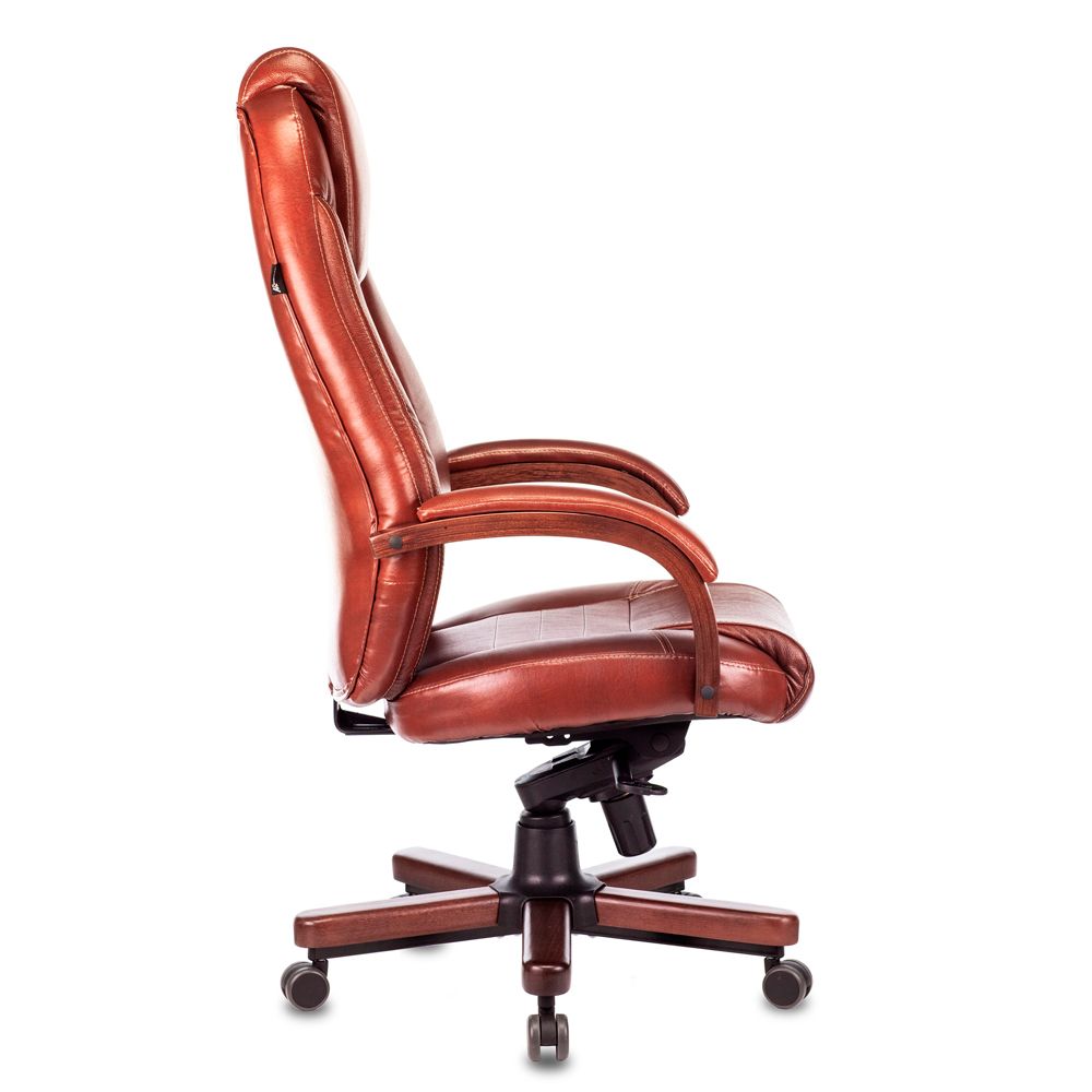Кресло д/руководителя Бюрократ T-9923WALNUT светло-коричневый Leather Eichel кожа крестовина металл/дерево - 3
