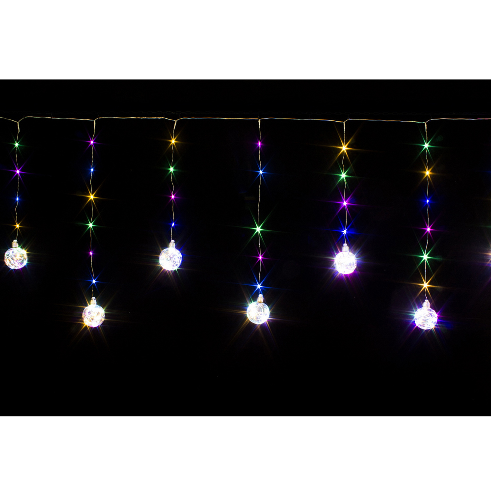 Гирлянда LED "Бахрома. Шарики", 3x0.7 м, разноцветный