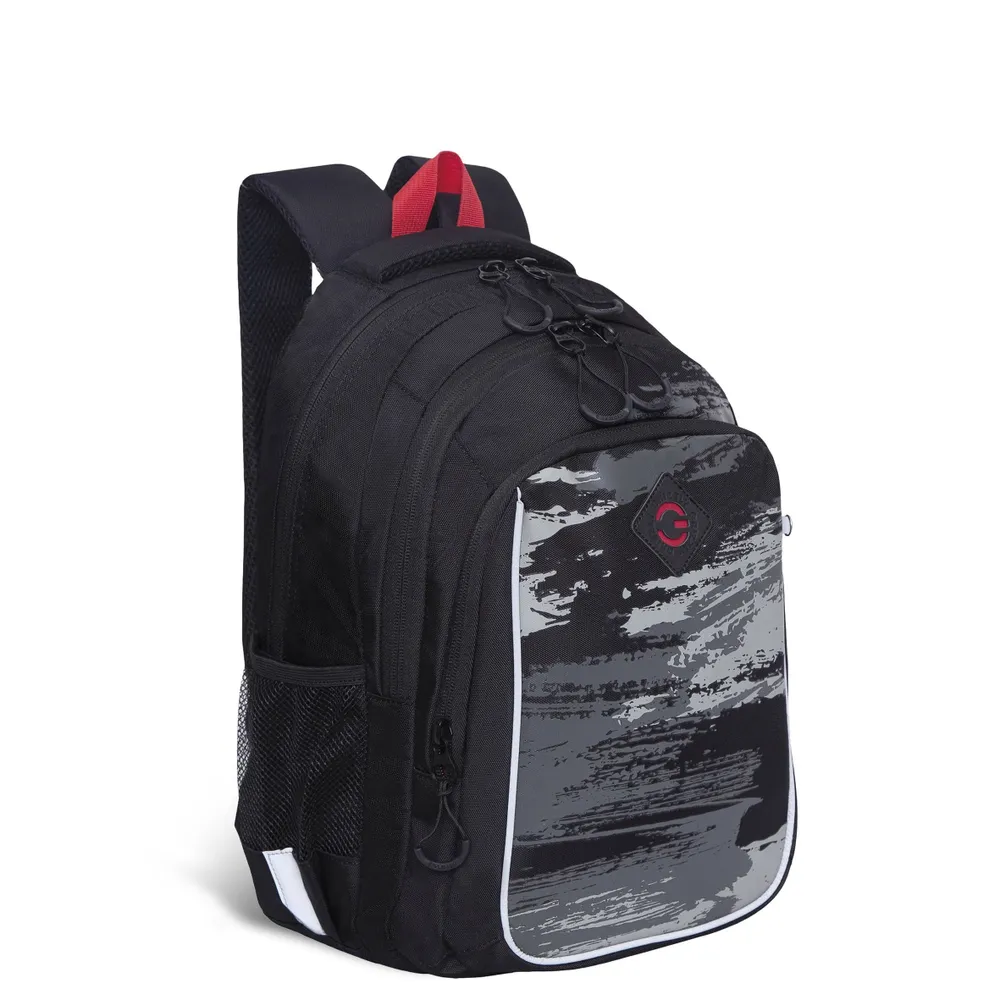 Рюкзак школьный "Greezly" с карманом для ноутбука, черный, серый