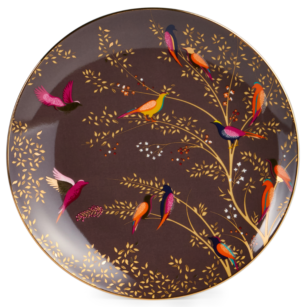 Тарелка фарфоровая "Golden birds", 20 см, коричневый