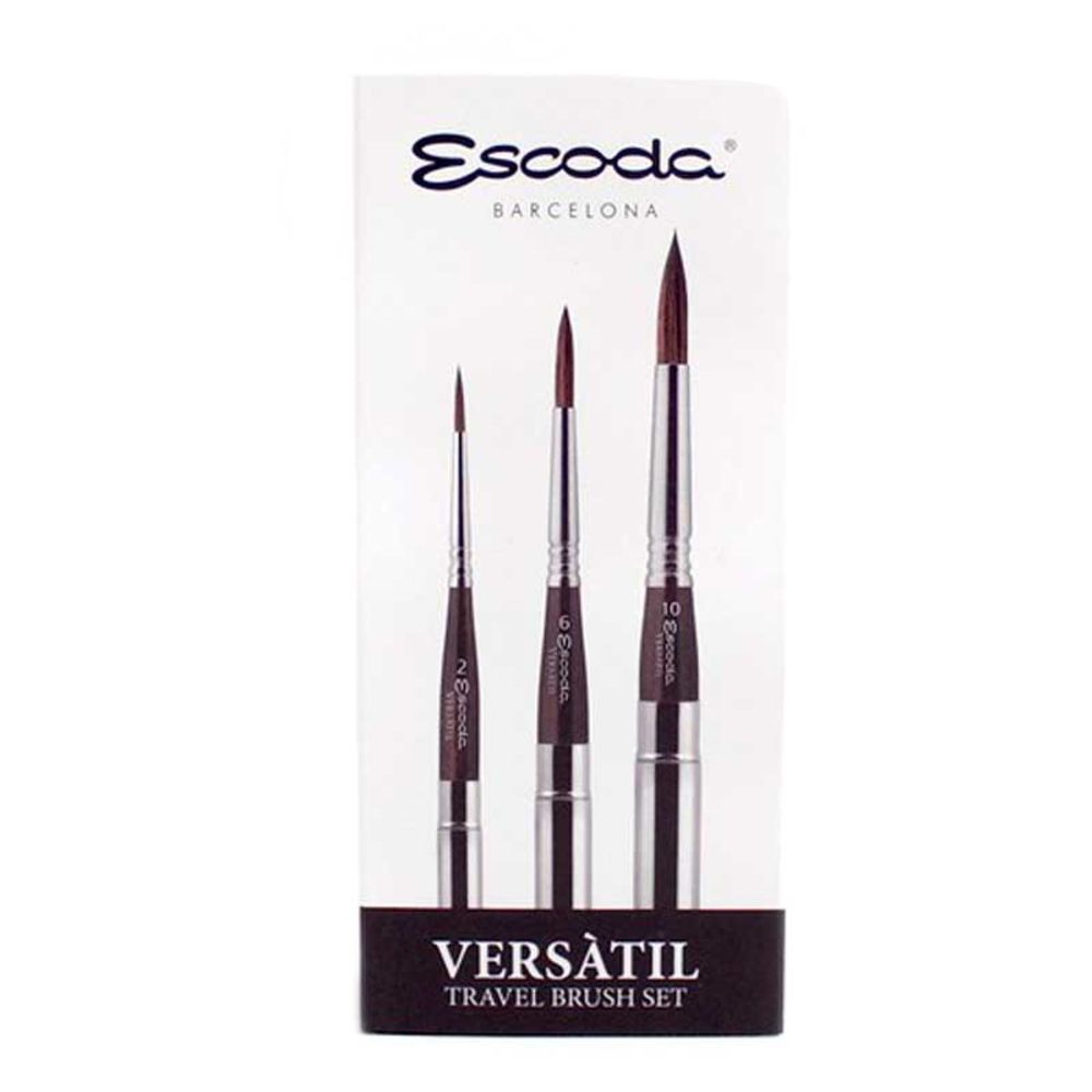 Набор кистей "Escoda Versatil", имитация колонка, круглая, складная №2, 6, 10