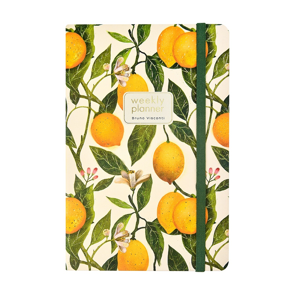 Еженедельник недатированный "Flora. Paradise. Lemons", А5, 144 страниц, линованный, белый, желтый