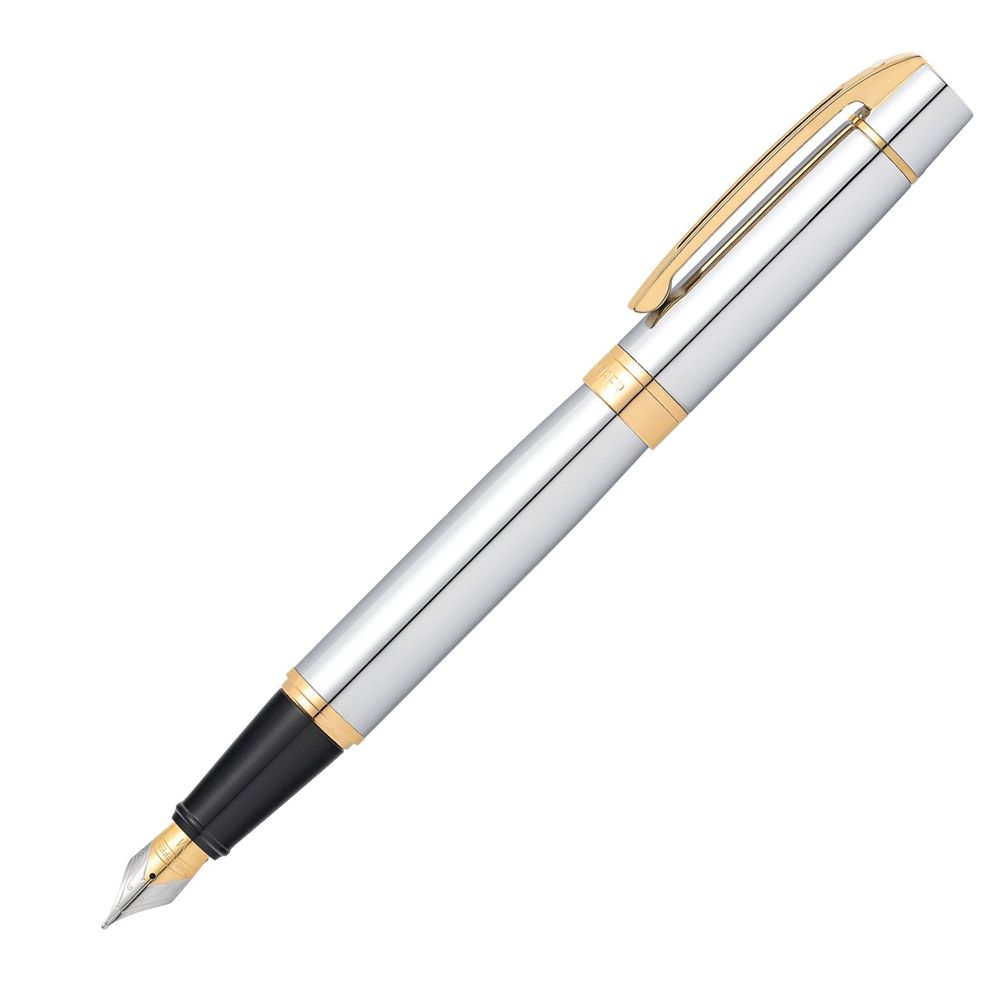 Ручка перьевая "Sheaffer 300 Chrome", M, серебристый, золотистый, патрон черный, синий - 2