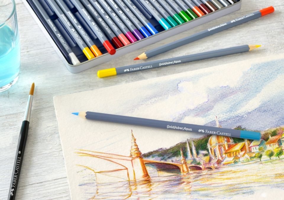 Карандаши цветные акварельные "Goldfaber Aqua", 24 цвета, металлическая упаковка - 5