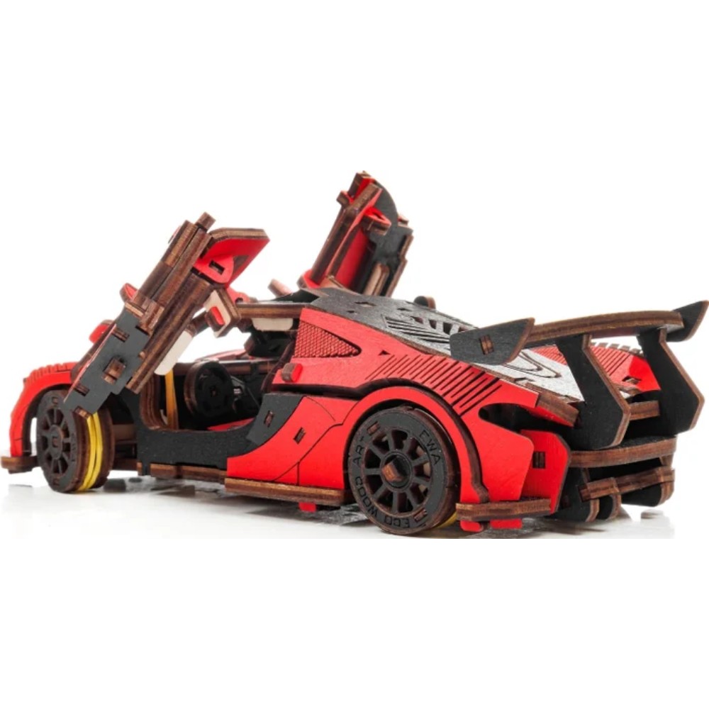 Конструктор 3D "Гоночный автомобиль", деревянный, красный