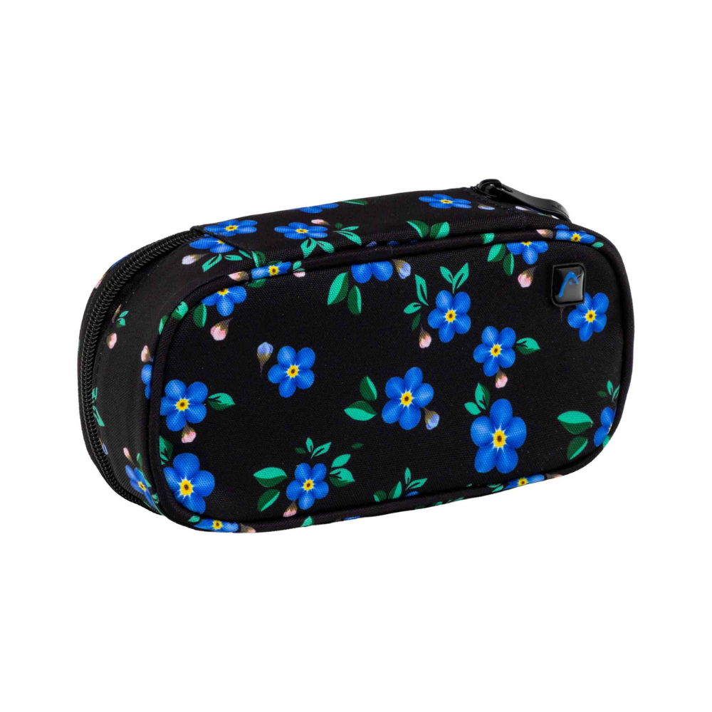 Пенал "Blue Flowers", 1 отделение, черный - 3