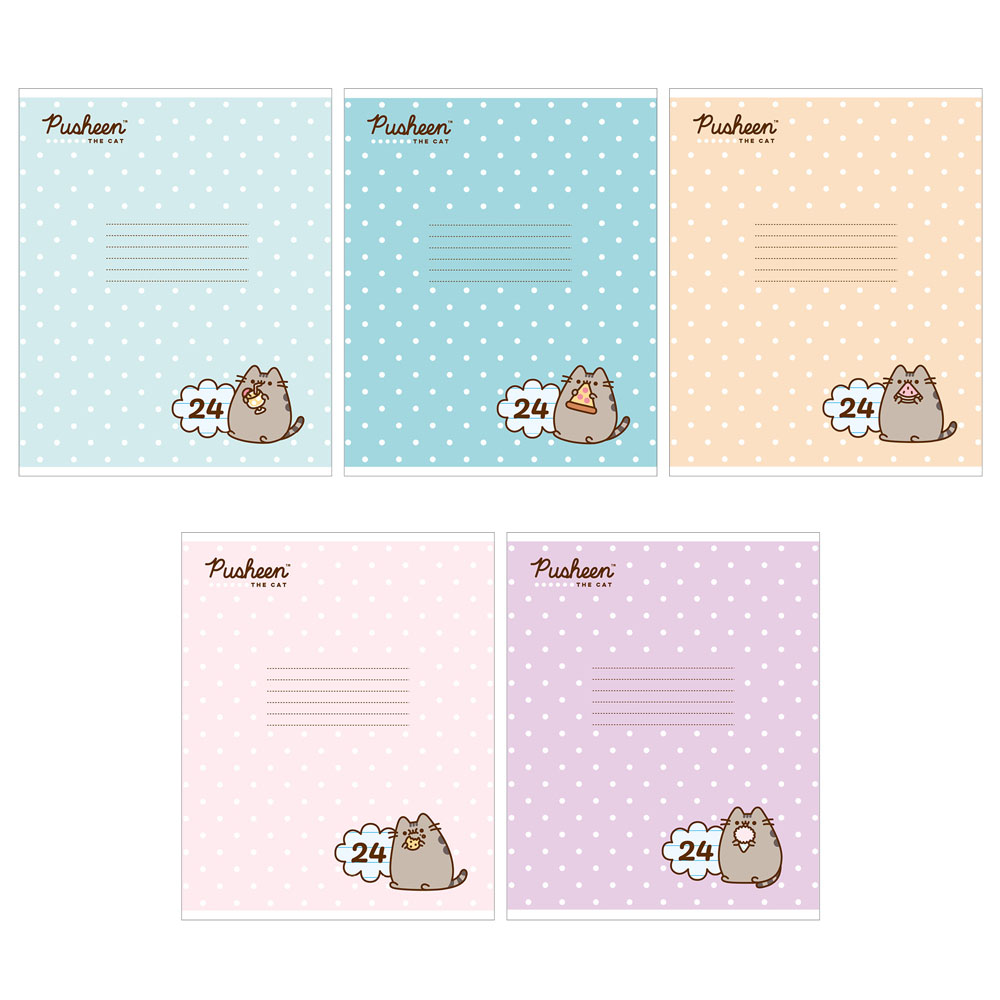 Тетрадь "Pusheen", А5, 24 листа, линейка, ассорти
