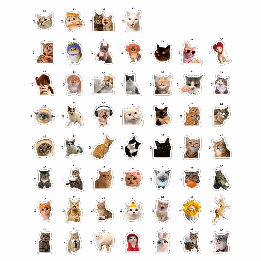 Набор наклеек объемных "Котики", А6, 9 листов, 53 шт